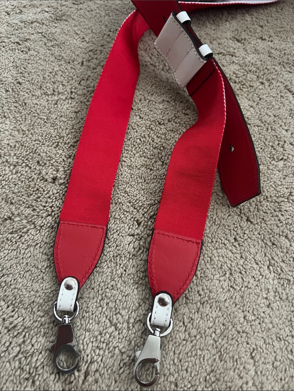 Christian Louboutin White and Red Embossed Leather Strap - Picture 6 of 9
